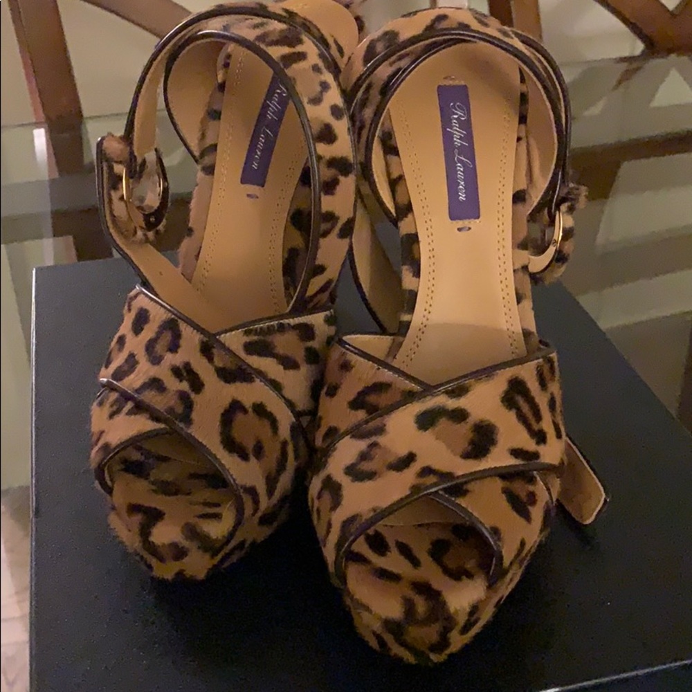 BRAND NEW Ralph Lauren Leopard Platform Heels